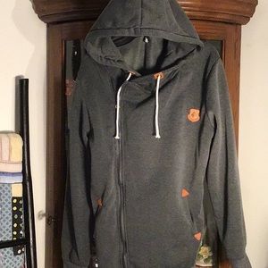 Hoodie gray double breasted